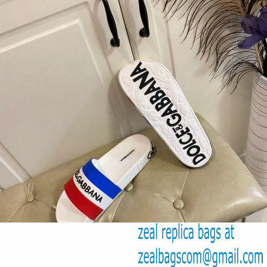 Dolce  &  Gabbana Striped Rubber Sliders Blue/White/Red 2021